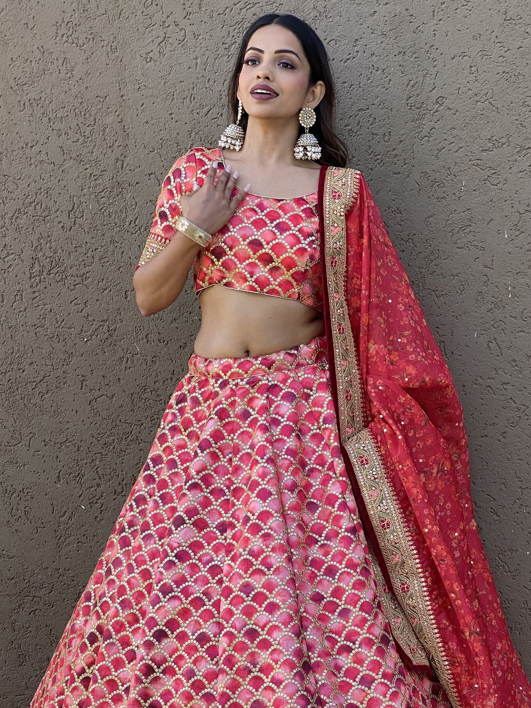 "Traditional lehengas for modern Indian Americans."

