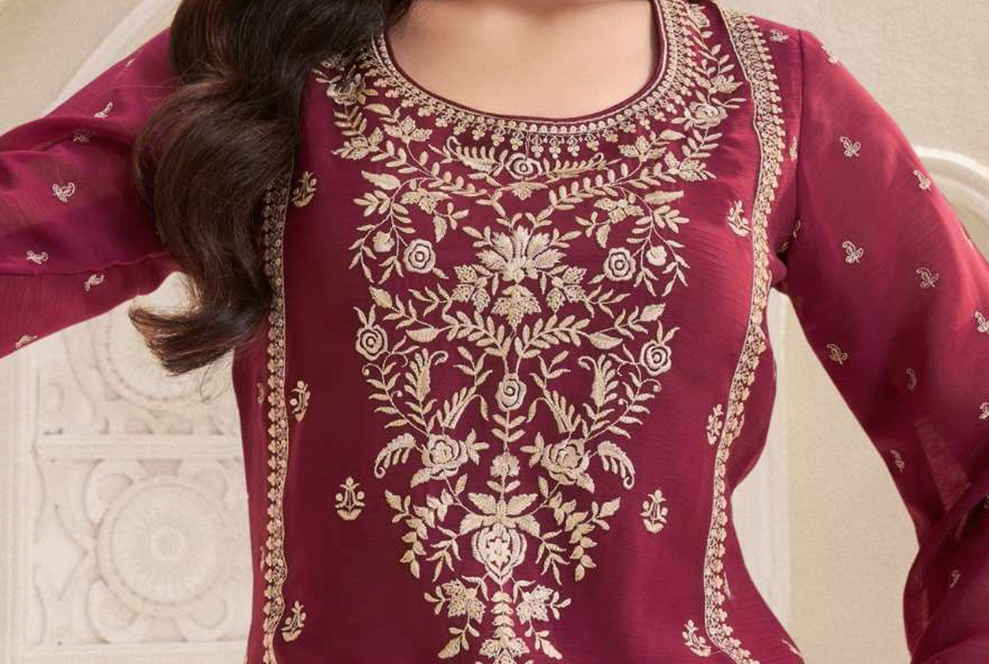Red Salwar Kameez Traditional Dresses From India With Embroidery Work For Eid And Diwali
