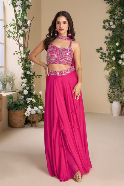 Indian Wedding Function Party Wear Beautiful Pink Color Palazzo With Choli Suits