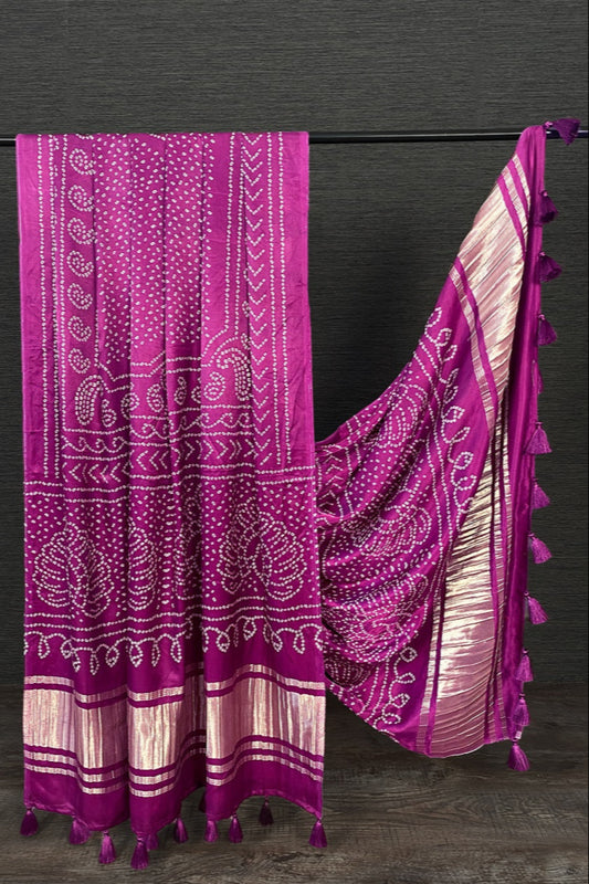 Purple color Gaji silk fabric with printed dupatta, perfect for festive and traditional salwar kameez looks.
