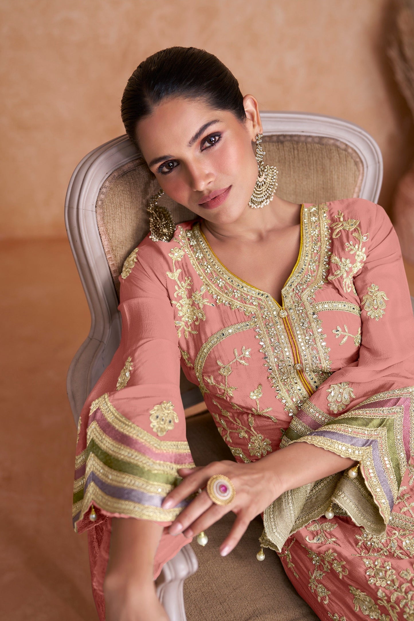 Pink Chinon Salwar Kameez with Heavy Embroidery - Elegant Ethnic Wear for Special Occasions
