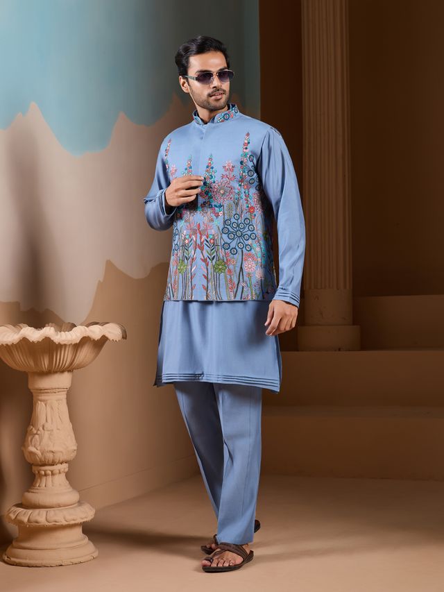 Thread Embroidered Designer Men's Kurta