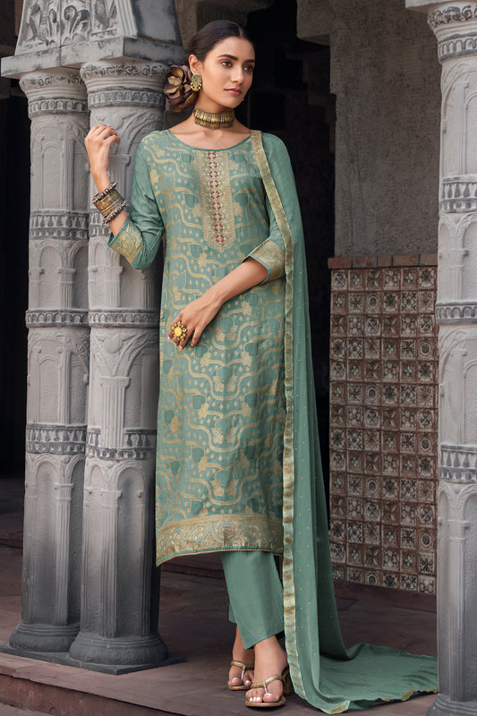 Pakistani Eid Party Wear Embroidery Worked Salwar Kameez Dupatta Dress
