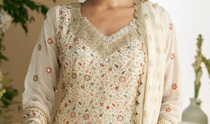 Heavy Embroidery Worked Salwar Kameez Palazzo With Dupatta Dresses