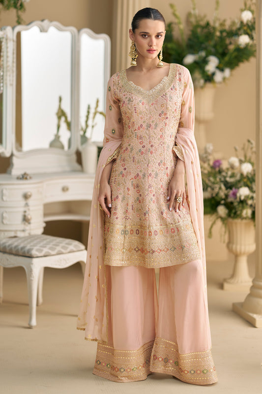Reception Party Wear Stitch Salwar Kameez Palazzo Dupatta Suit South Asian Wedding USA

