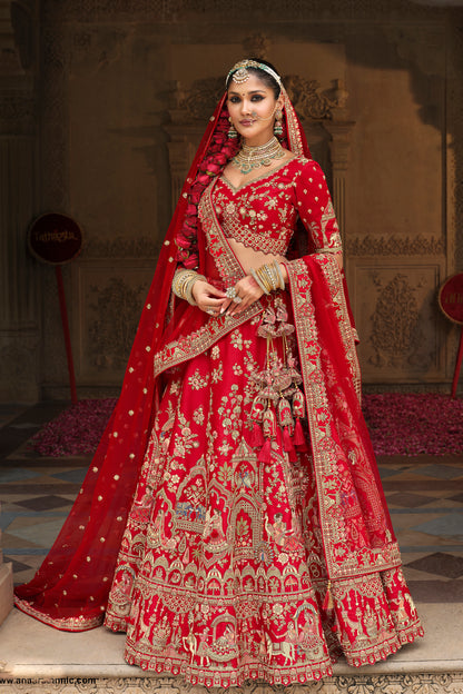 Red Bridal Lehenga Choli Heavy Embroidery & Sequence Work Lehenga Choli