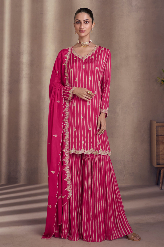 Fancy Pakistani Sharara suit for reception party USA
