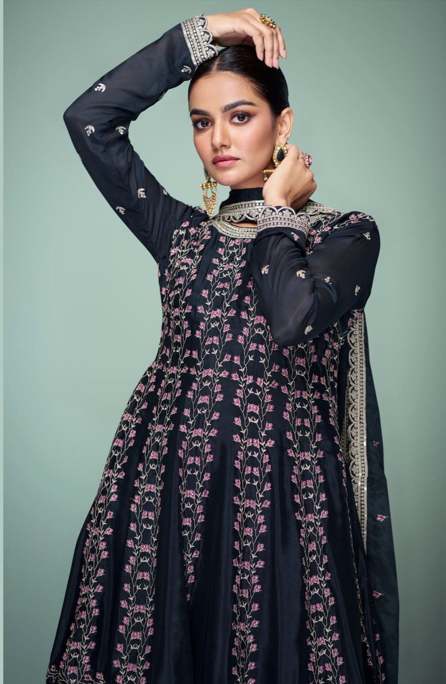 "Ready to Wear Sharara Suit - Traditional Blue Pakistani Outfit Plus Size Available USA UK Canada"