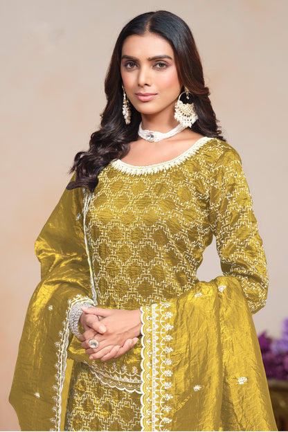 Beautiful Indian Ethnic Palazzo Suit with Designer Detailing for Parties.