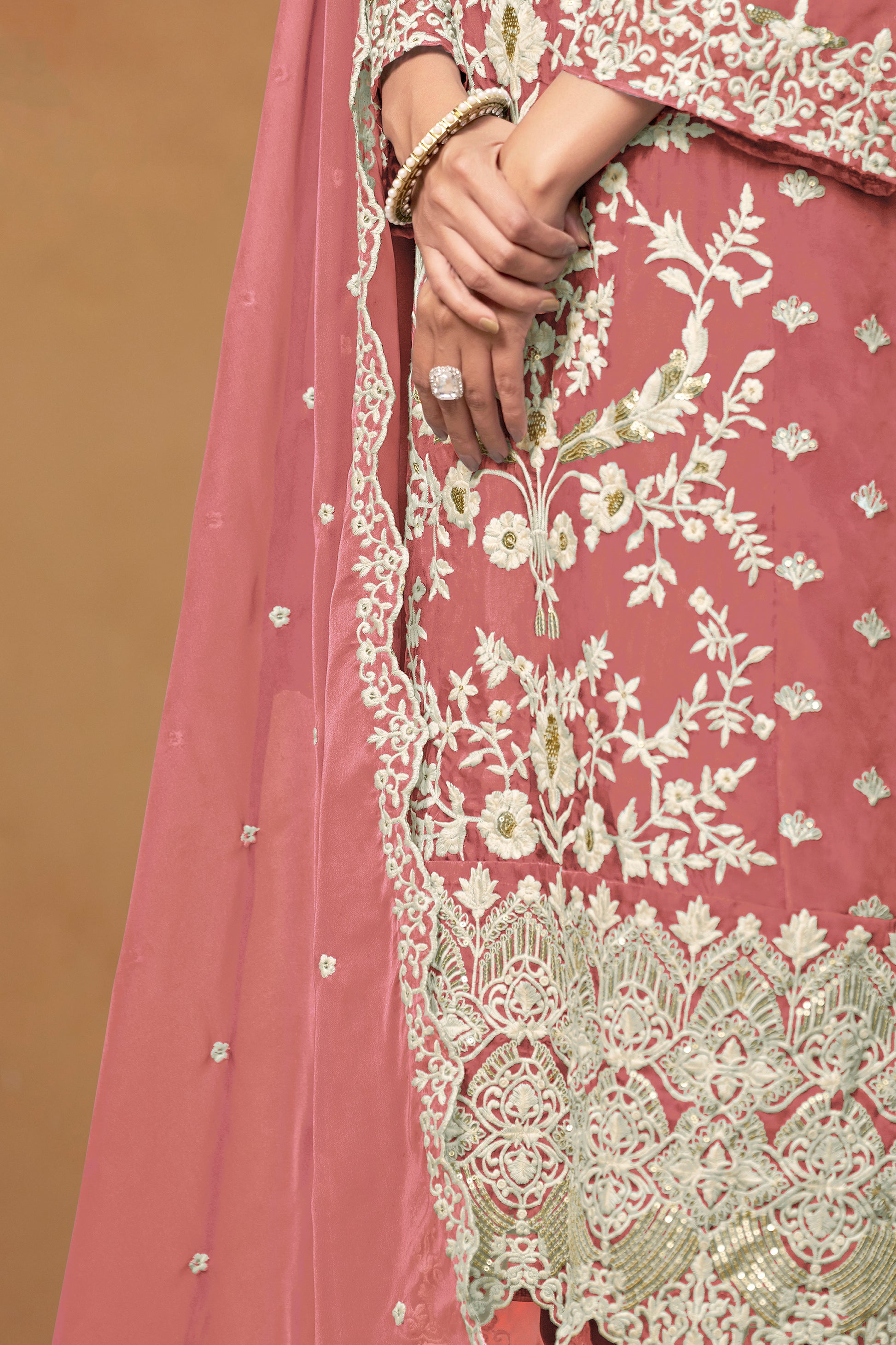 Elegant Organza Salwar Suit With Embroidery For Party And Festival Wear