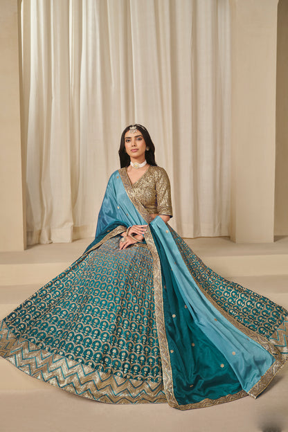 Premium Indian Wedding Wear Chinon Silk Lehenga Choli with Dupatta