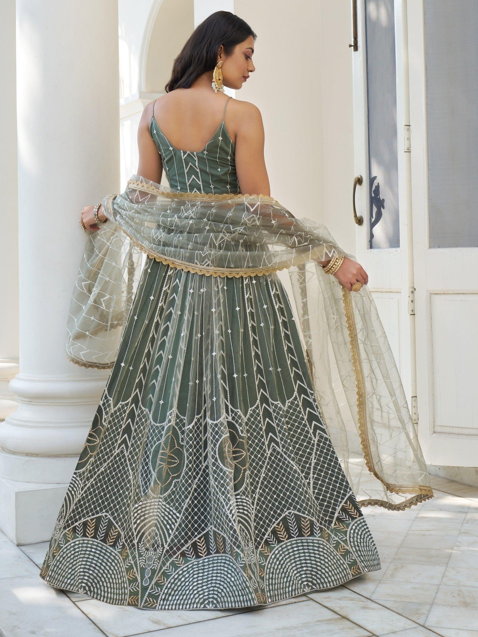 "Desi lehengas for American celebrations."
