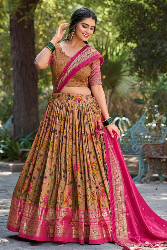 "Stylish lehengas for U.S.-based Indian functions."

