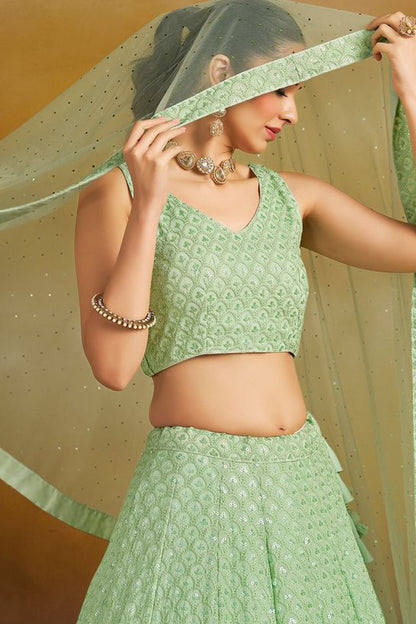 Embroidered Bridal Lehenga Choli With Organza Dupatta - Wedding Ethnic Wear