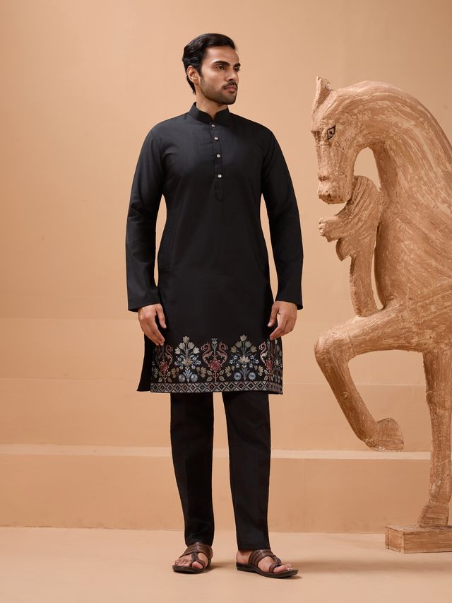 Embroidered Viscose Silk Party Wear Kurta 
