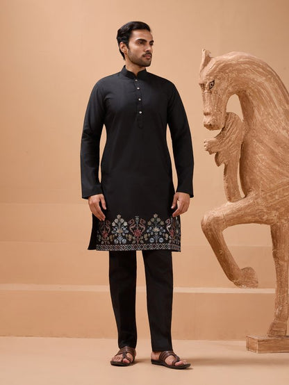 Embroidered Viscose Silk Party Wear Kurta 