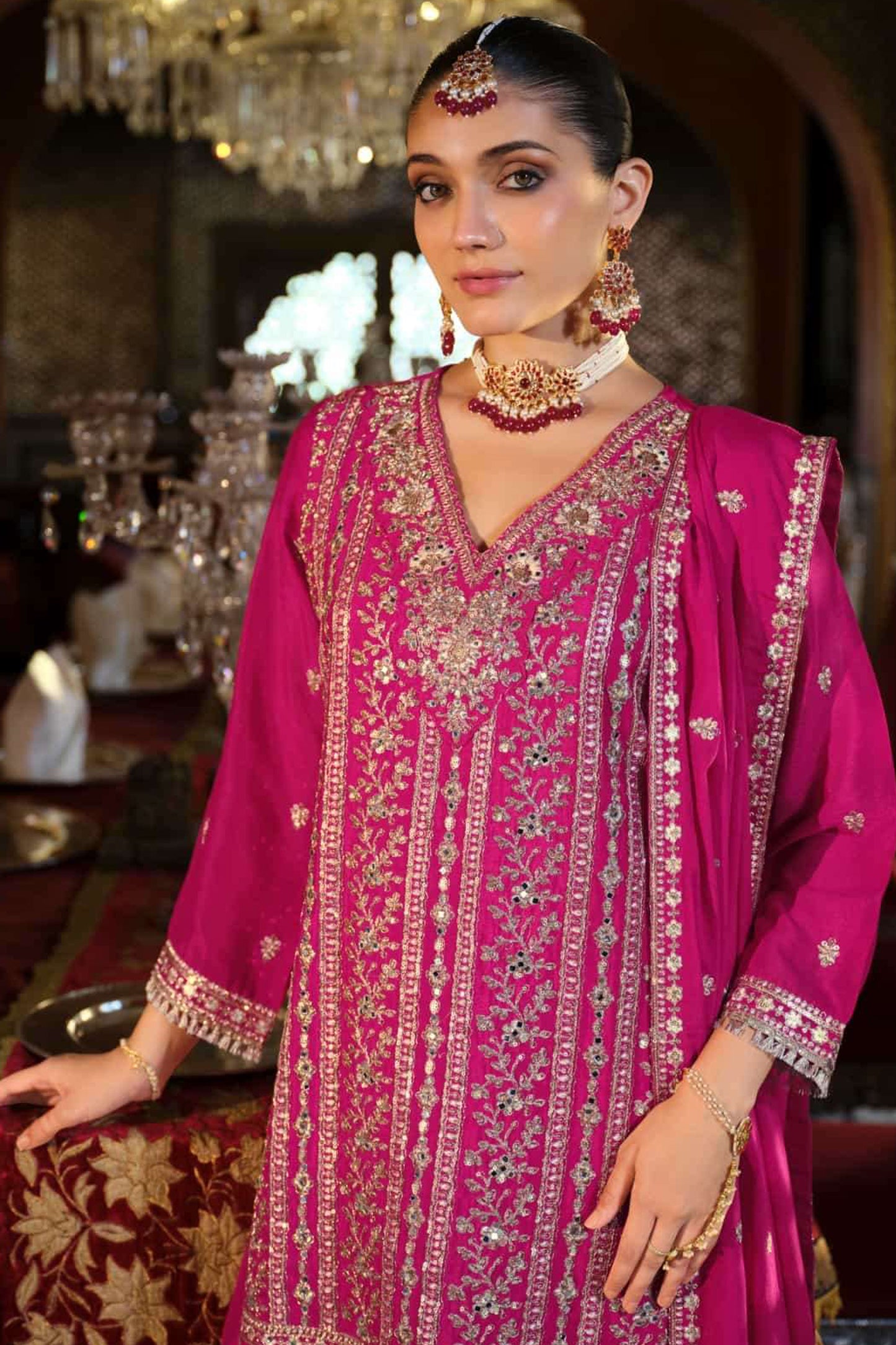 Embroidered Palazzo Sharara Suit - Indian Wedding Outfit with Dupatta for Women USA Canada UK