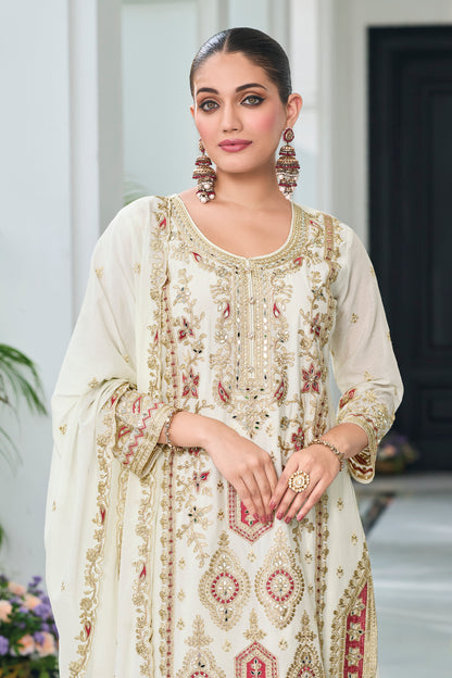New Indian Wedding Designer Beautiful White Color Salwar Kameez Plazzo Suits
