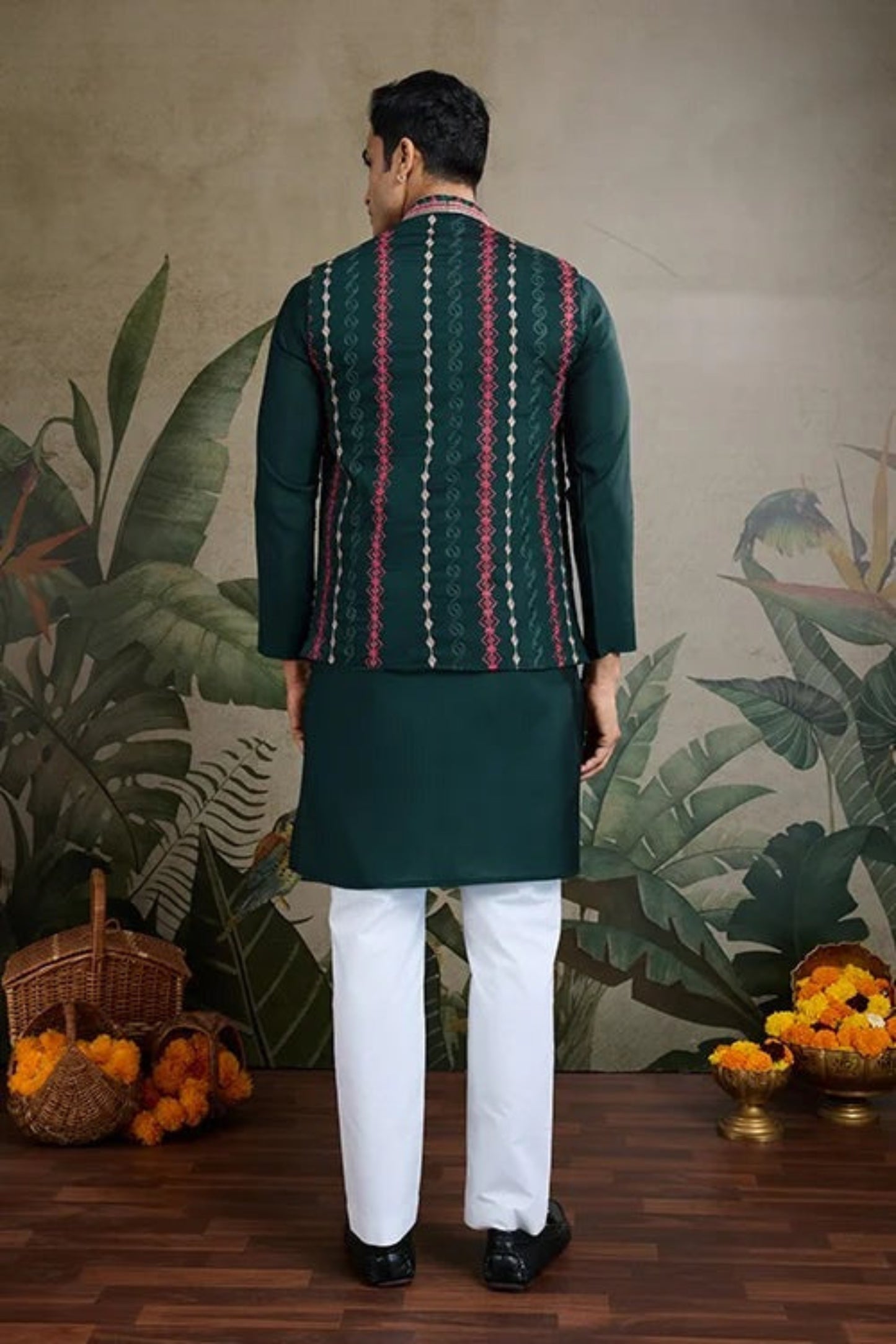 Exclusive Green Color Viscose Silk Kurta Set For Man Real Mirror Work With Matching Pant