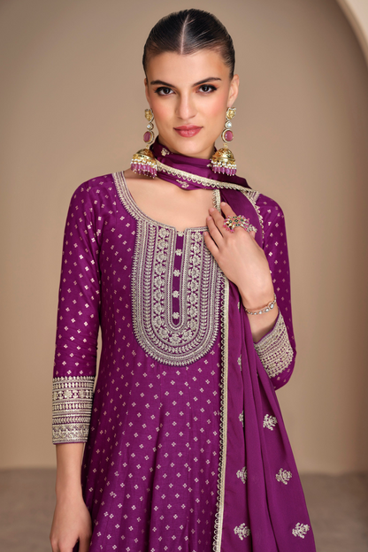 Wedding reception long Anarkali suit - Designer ethnic gown with dupatta for women