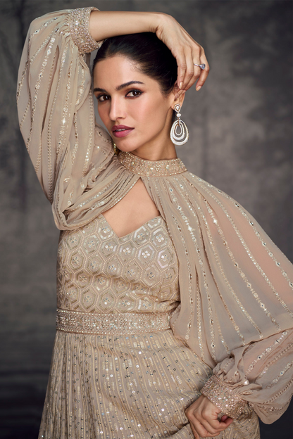 South Asian Real Georgette Anarkali Gown For Ramadan Special Reception Wear