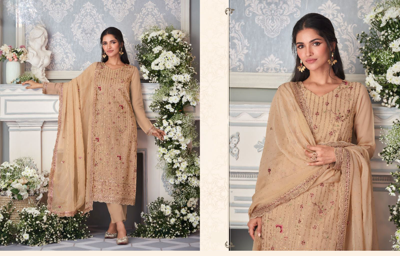 New Brown Dull Santoon Salwar Kameez For Parties - Traditional Indian Event Wear