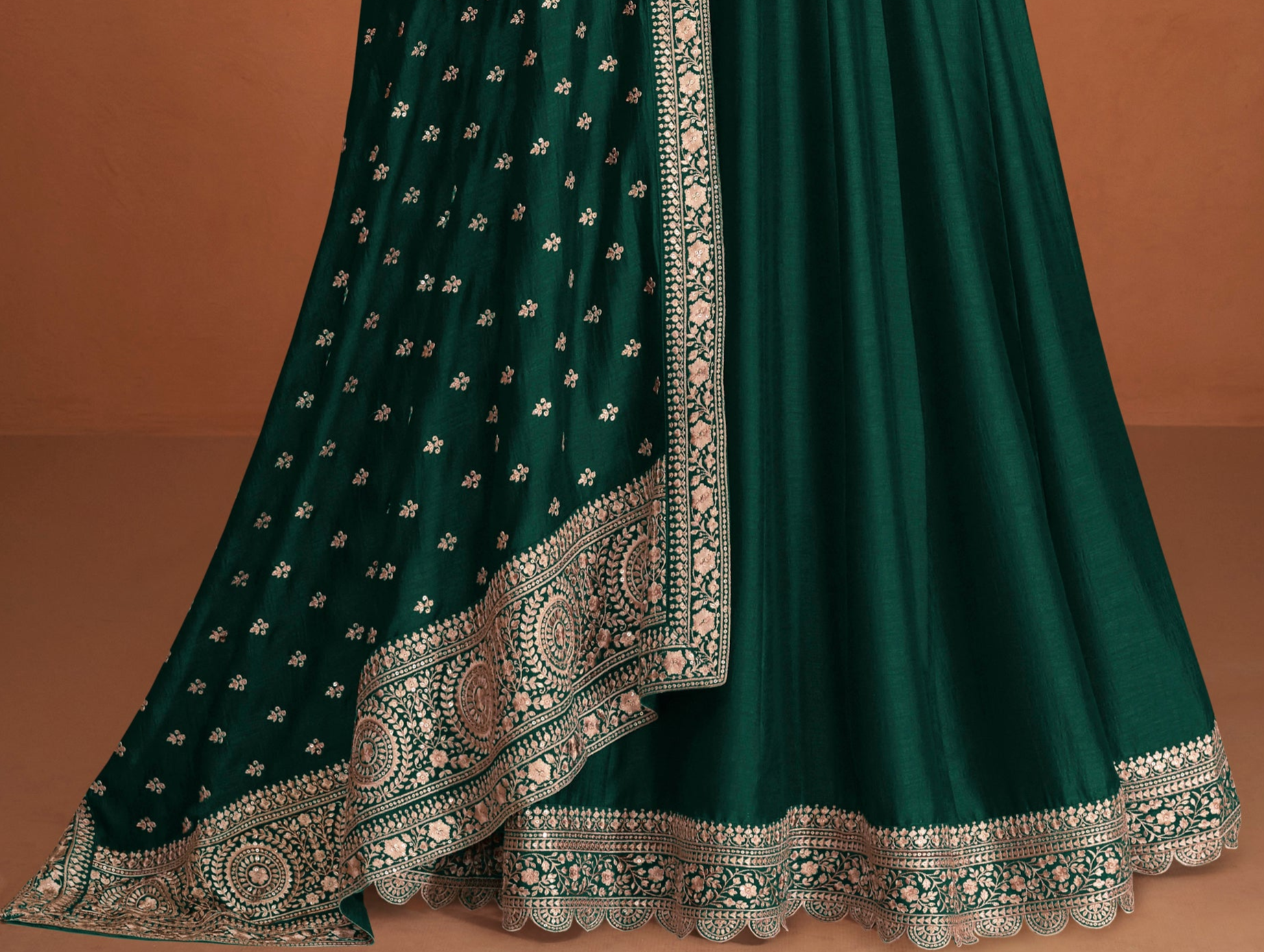 Reception Function Wear Stylish Long Premium Silk Anarkali Dupatta Gown