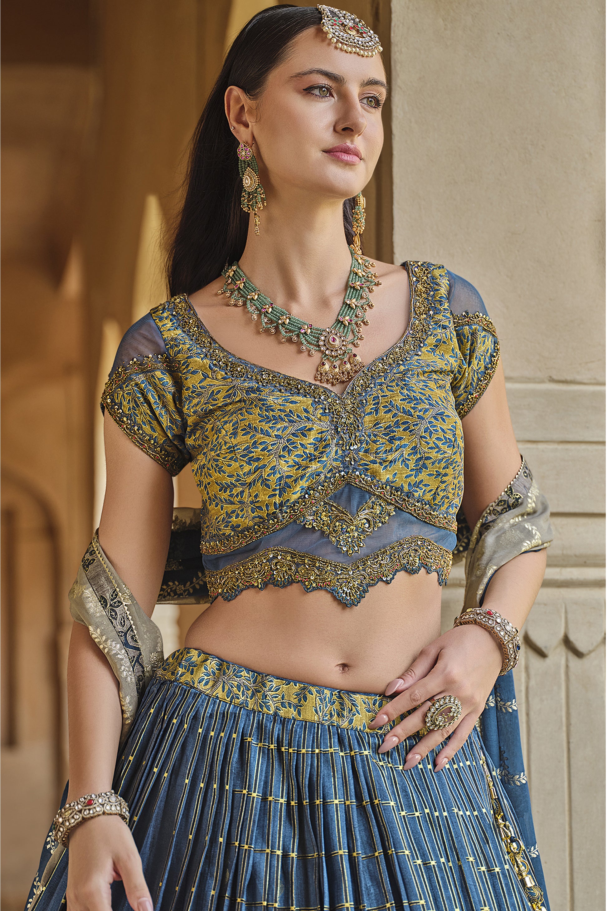 "Desi lehengas for American celebrations."
