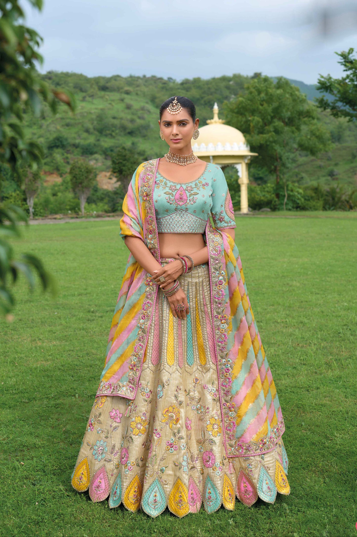 "Lehengas made for Indian functions across the USA."
