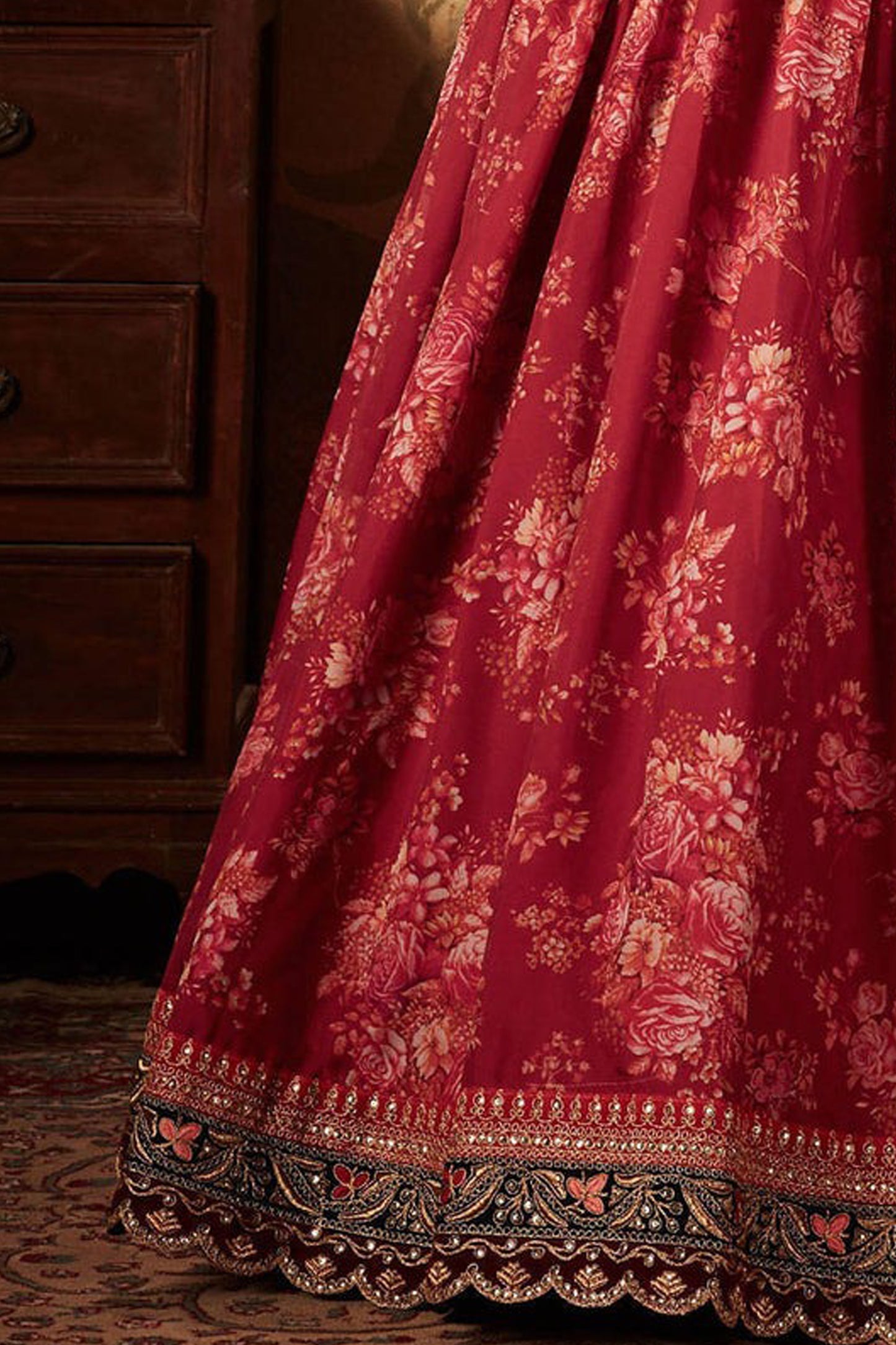 "Stylish lehengas for U.S.-based Indian functions."
