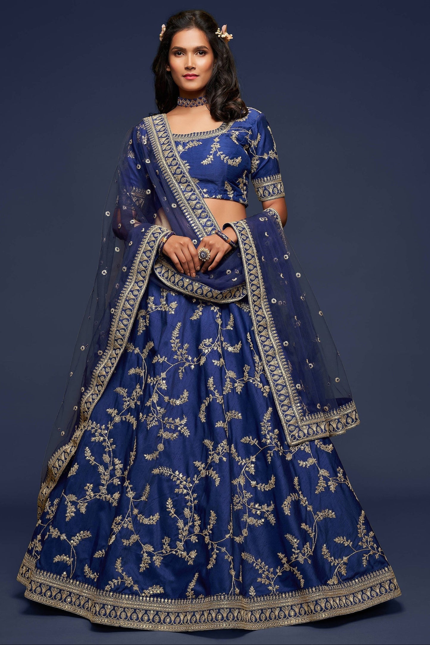 "Celebrate traditions in the USA with our lehengas."
