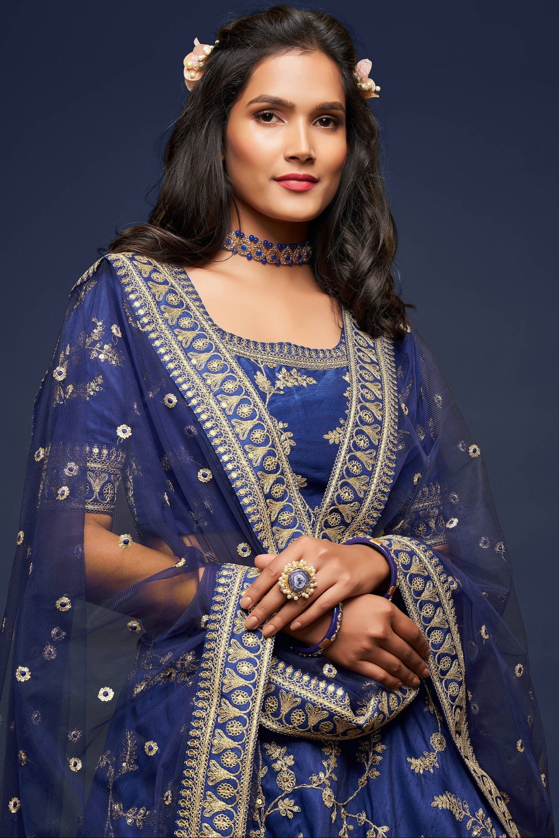 "Celebrate traditions in the USA with our lehengas."

