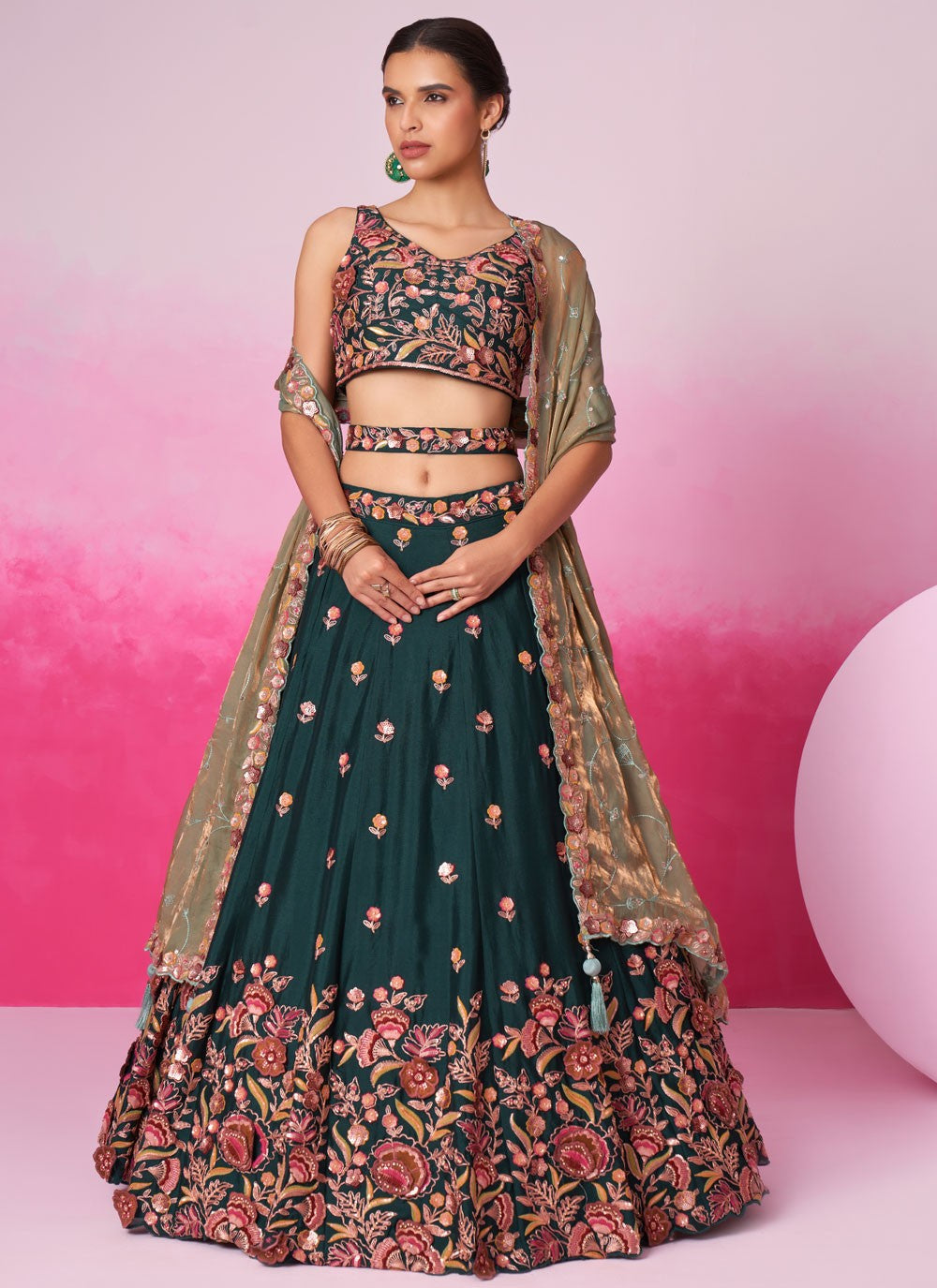 "Traditional lehengas for modern Indian Americans."
