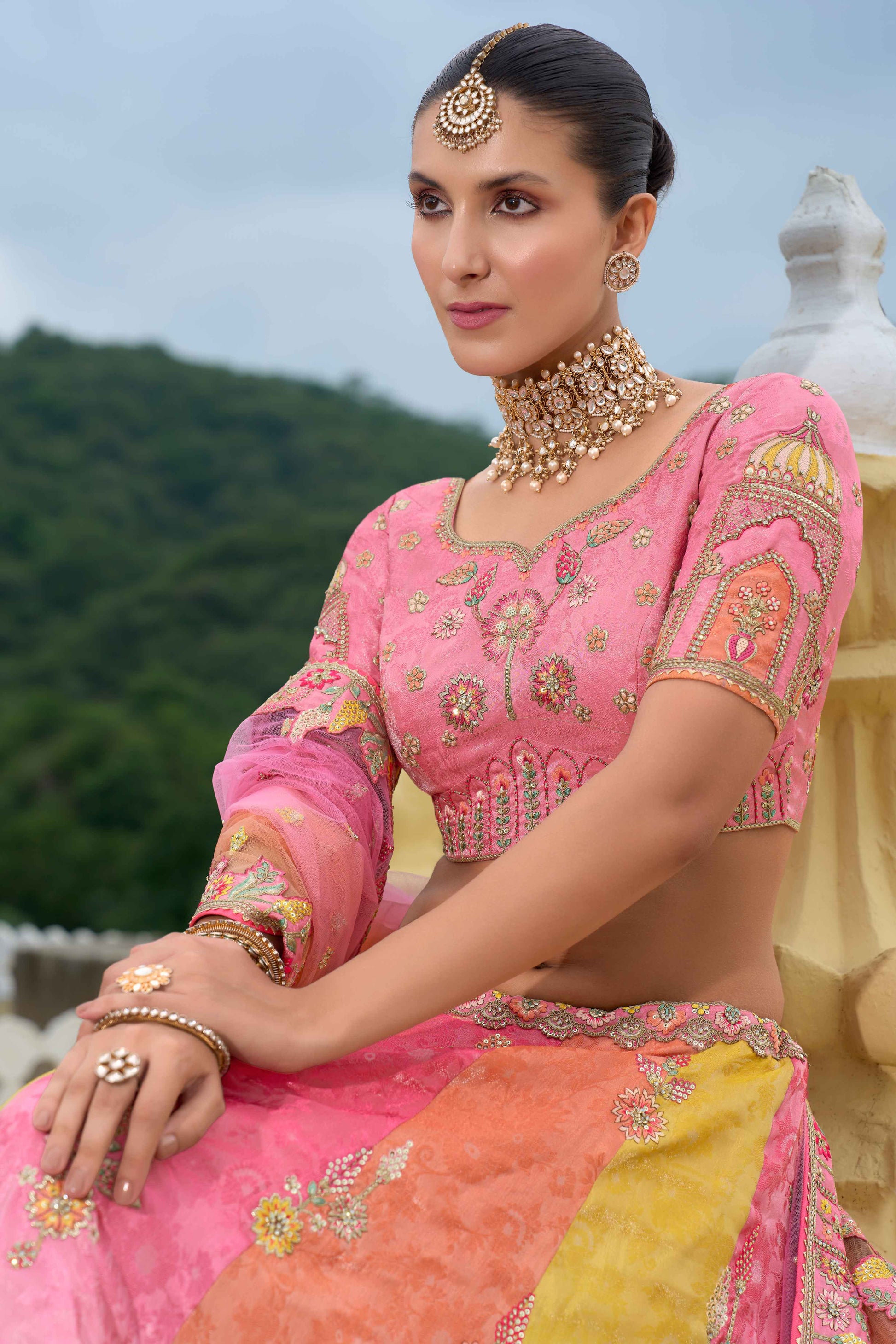 "Lehengas made for Indian functions across the USA."
