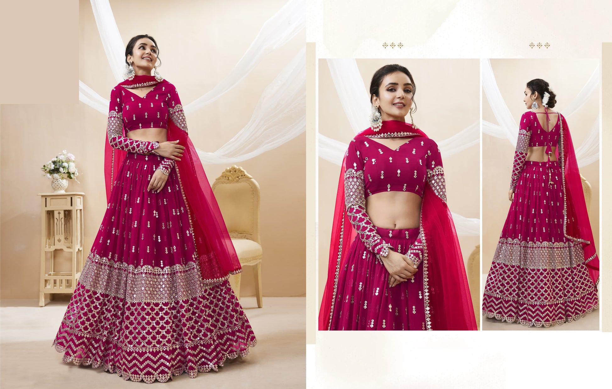 "Lehengas designed for Indian culture in the USA."
