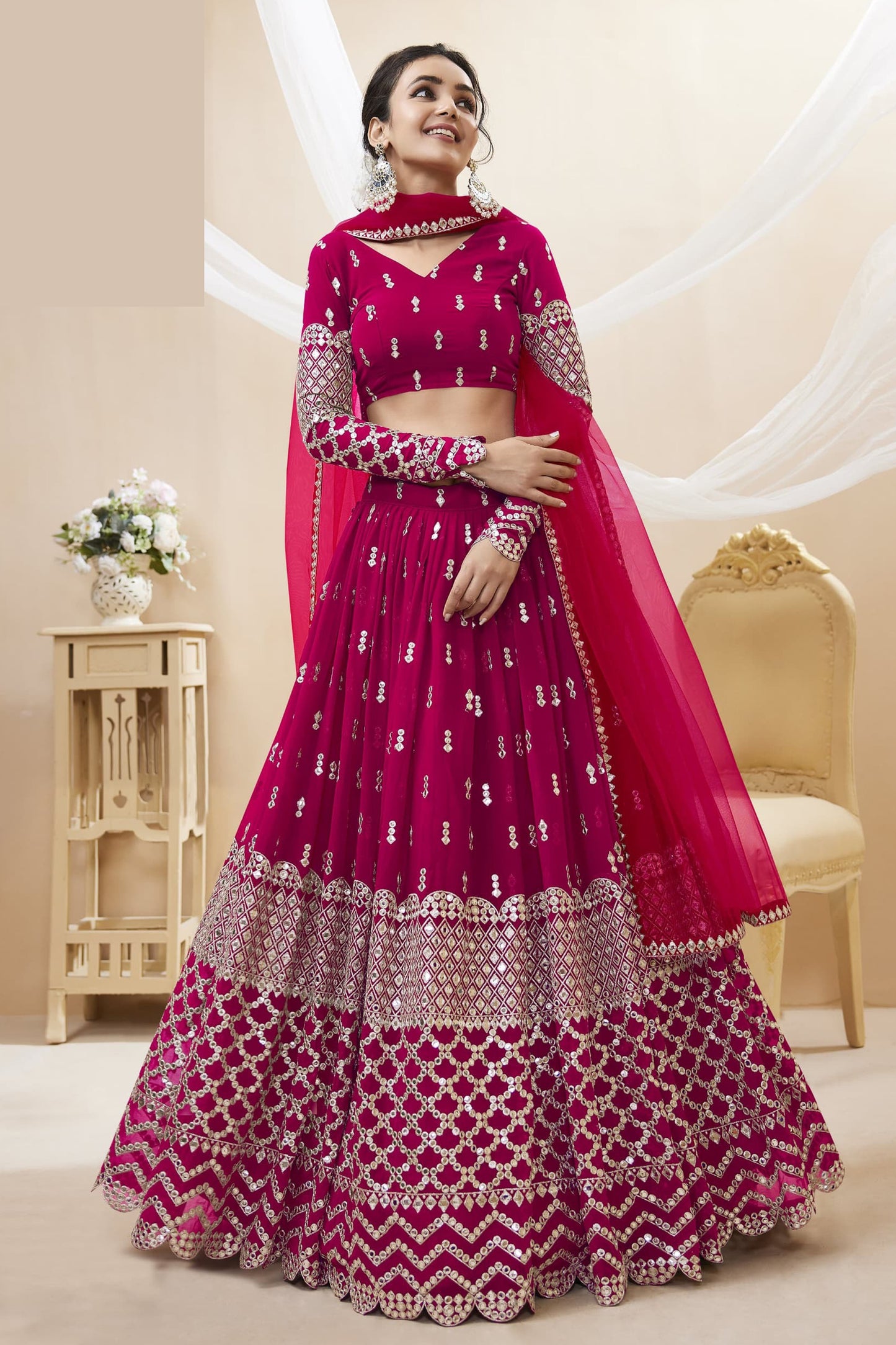 "Lehengas designed for Indian culture in the USA."
