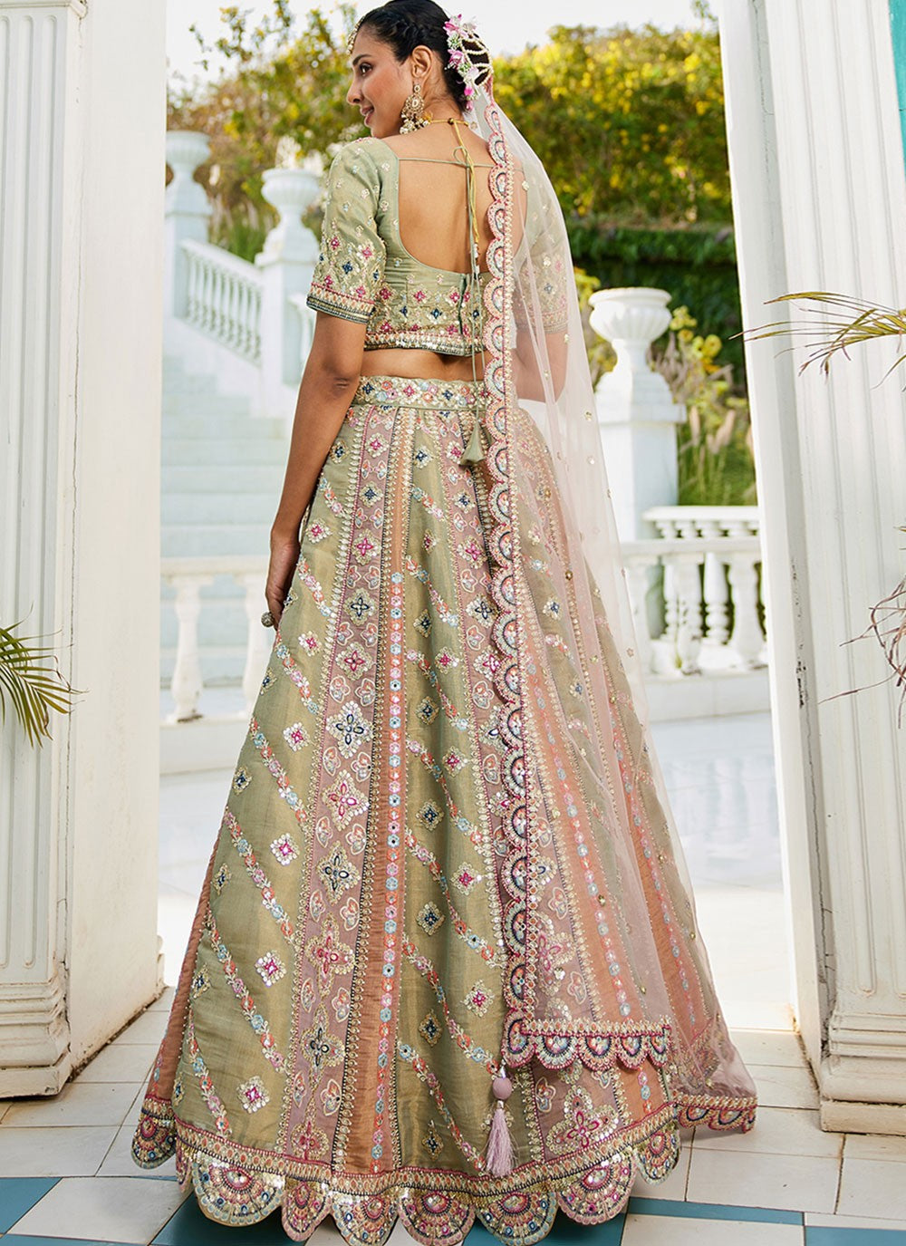 "Desi lehengas for American celebrations."
