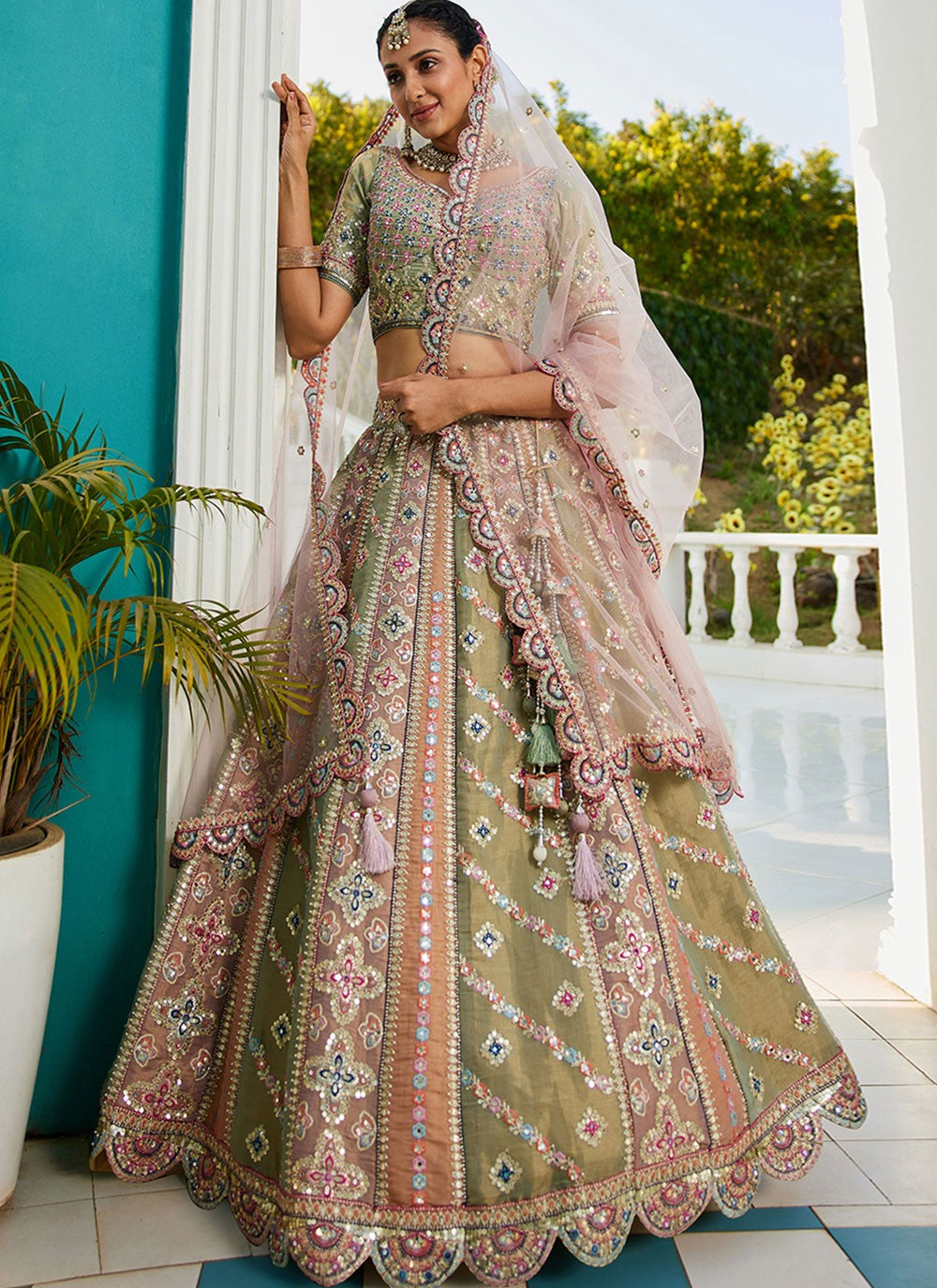 "Desi lehengas for American celebrations."
