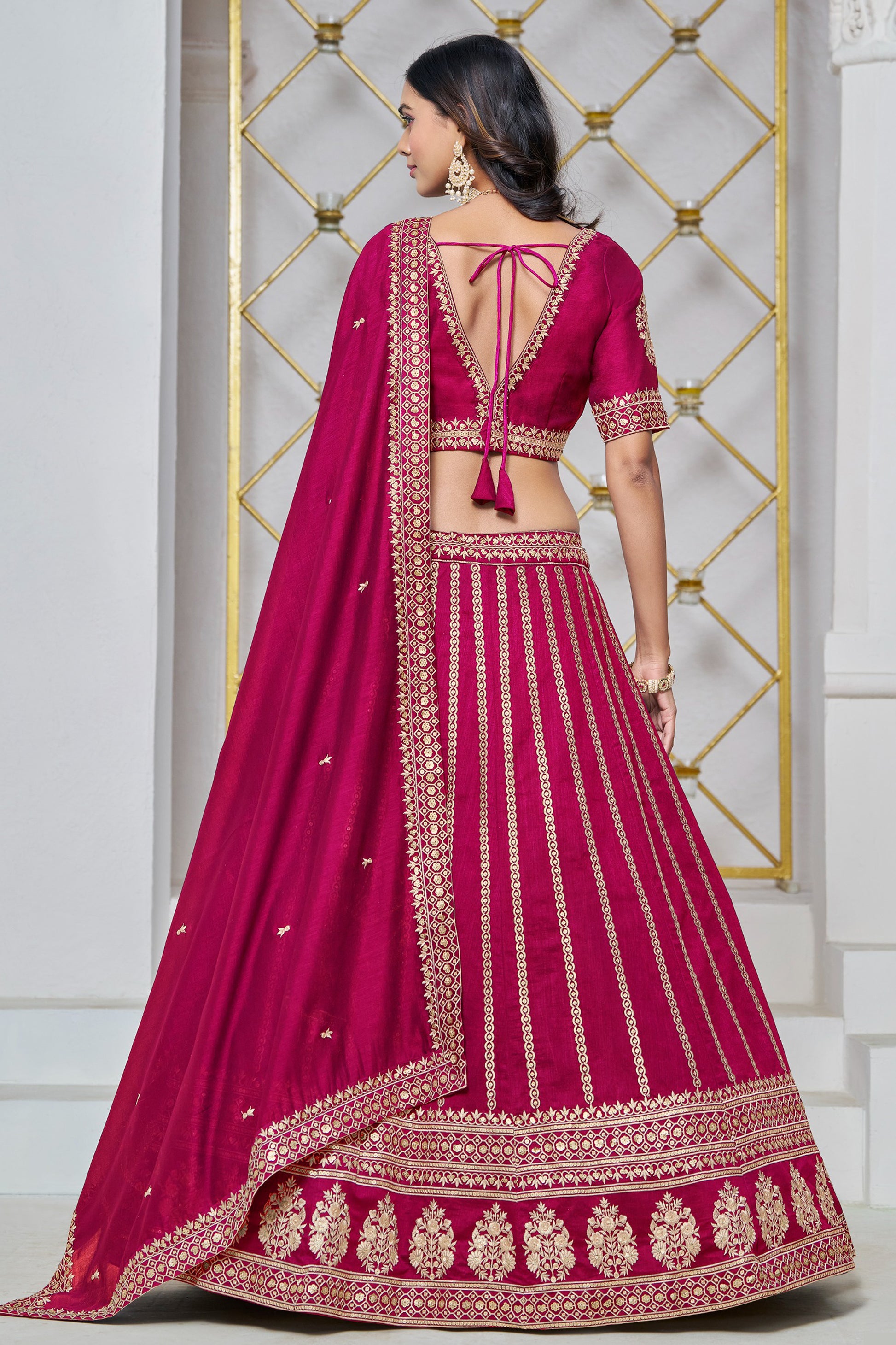 "Celebrate traditions in the USA with our lehengas."
