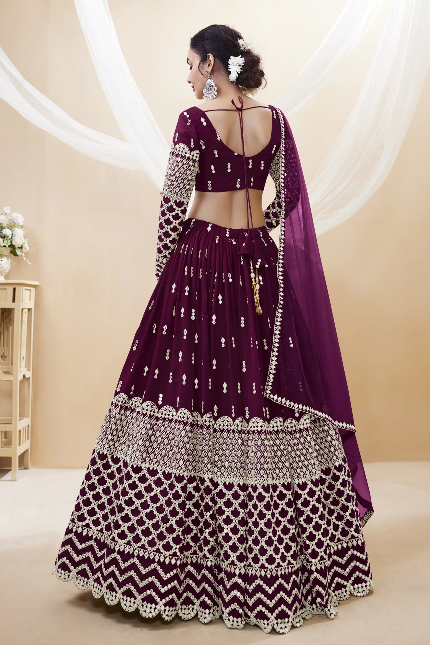 "Lehengas for Indian weddings in the USA."
