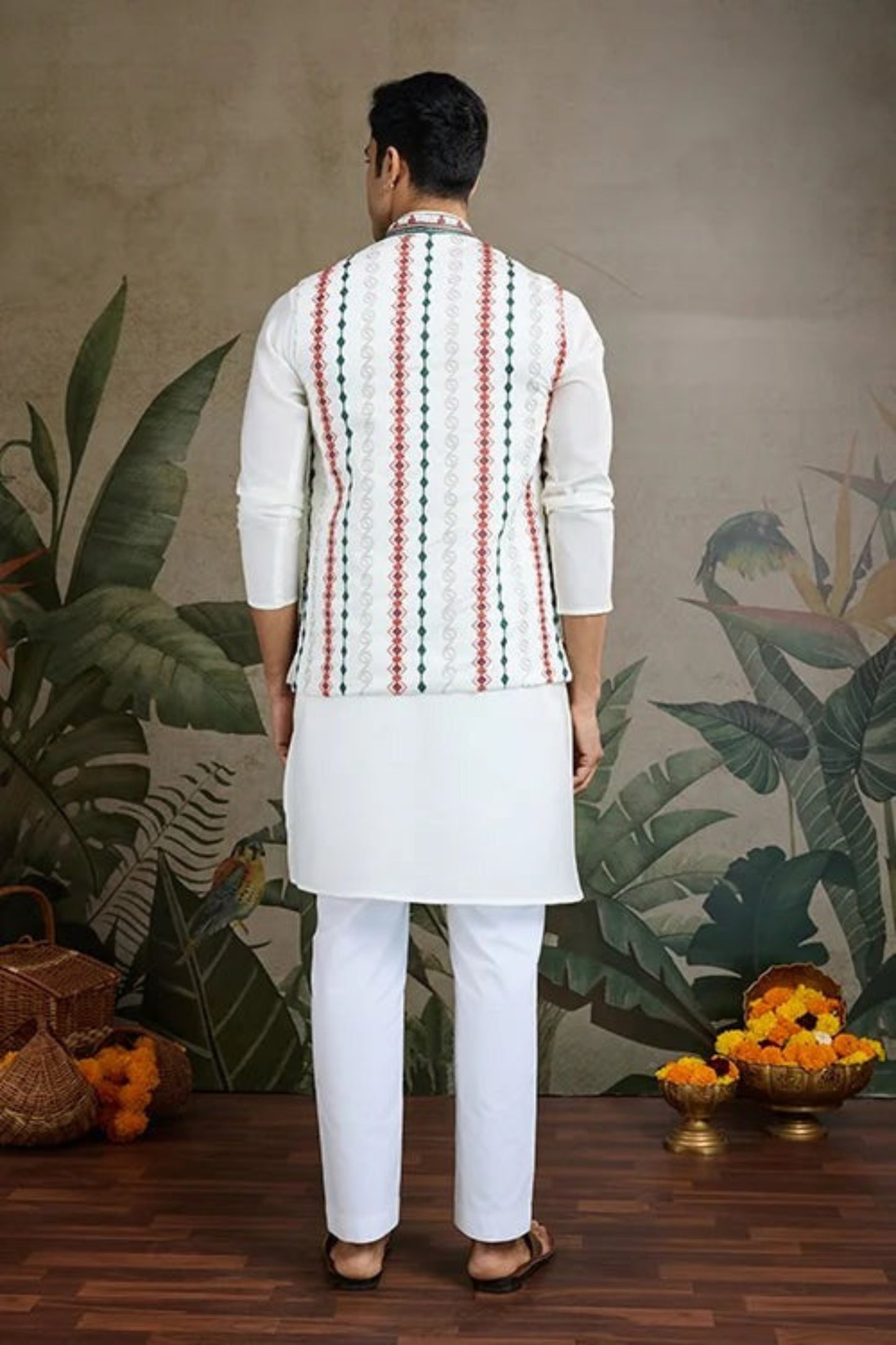 Latest White Color Viscose Silk Kurta Set For Men Real Mirror Work With Matching Pant