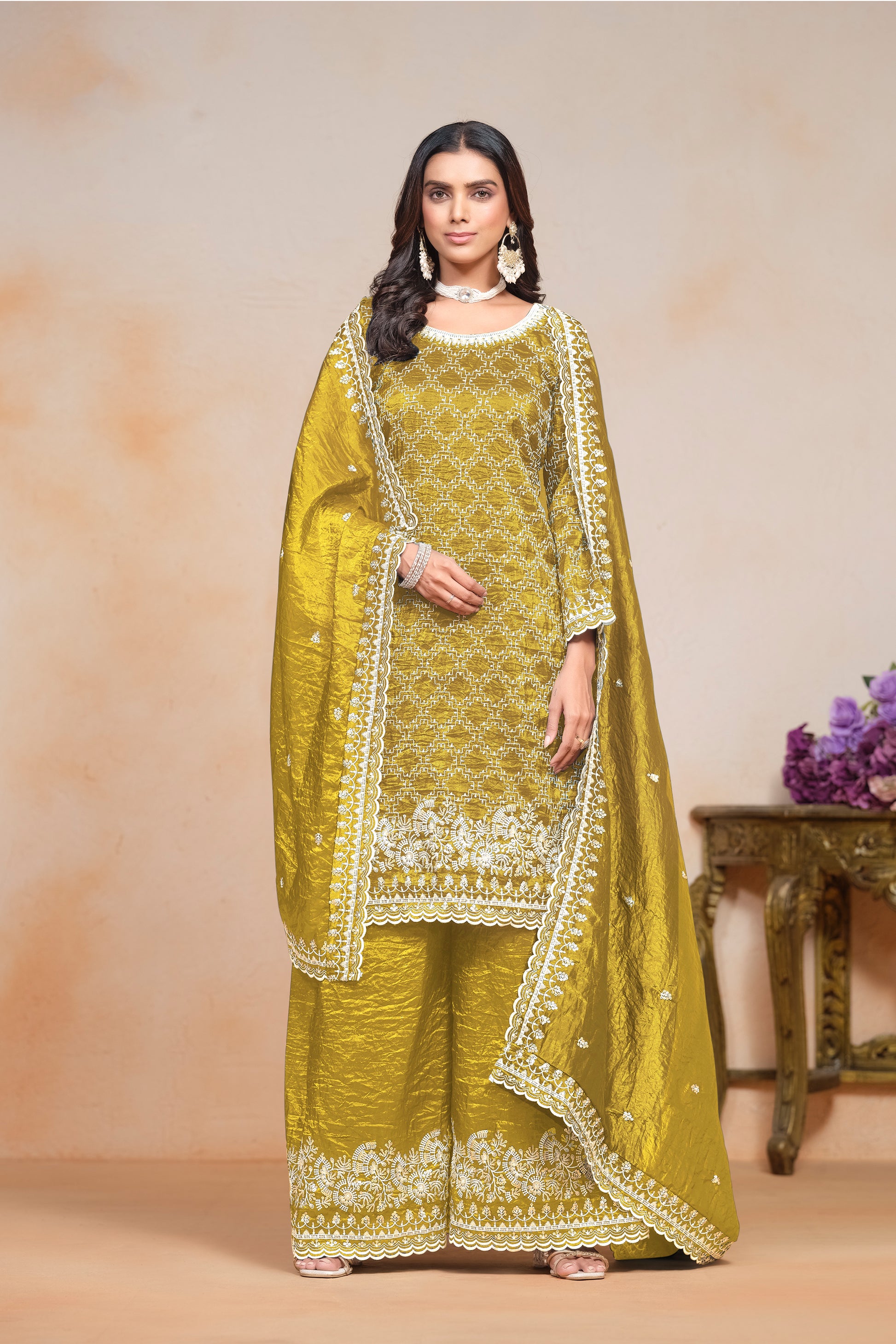Designer Indian Ethnic Wear Palazzo Suit for Festive Occasions.