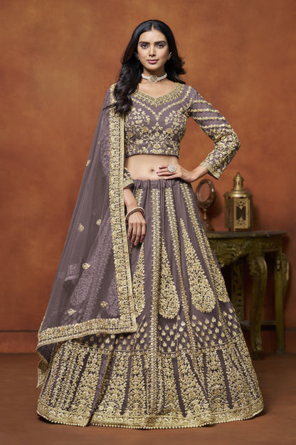Purple Lehenga for Karva Chauth – Royal and rich, for a special evening look.
