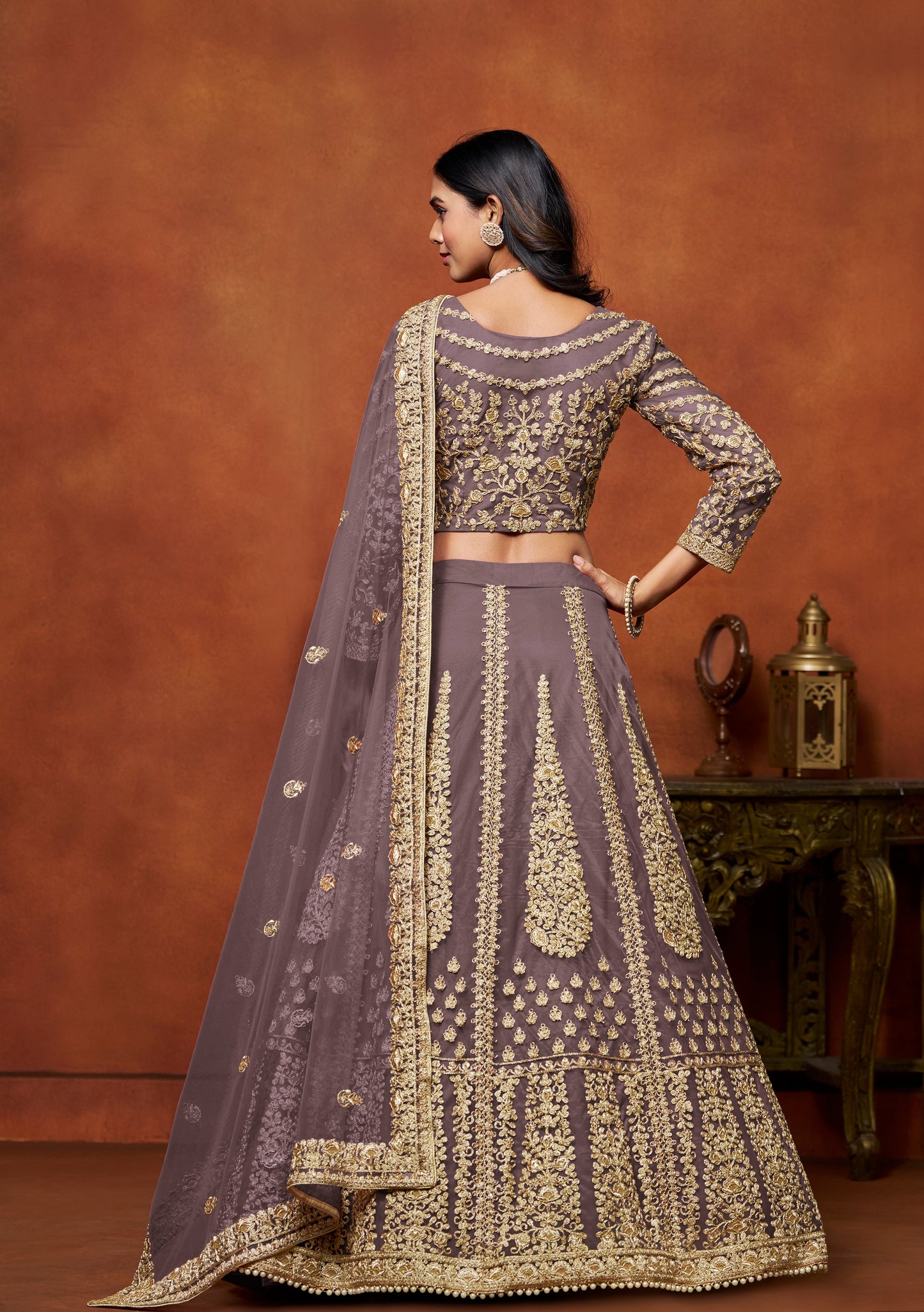 Purple Lehenga for a Wedding – Earthy and elegant, perfect for autumn-themed celebrations.
