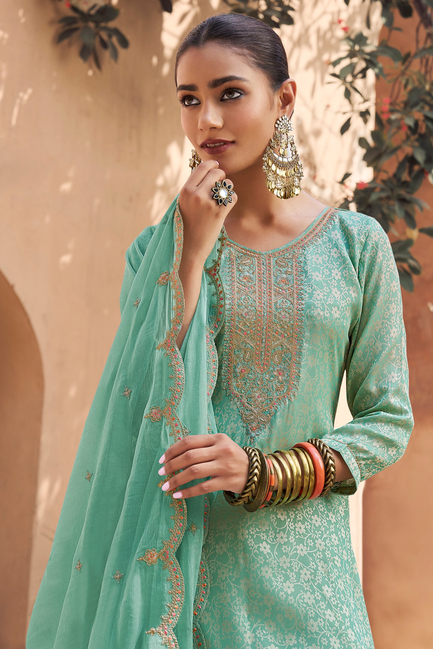 Beautiful Indian Silk Embroidered Salwar Suit, perfect for weddings and festive celebrations.
