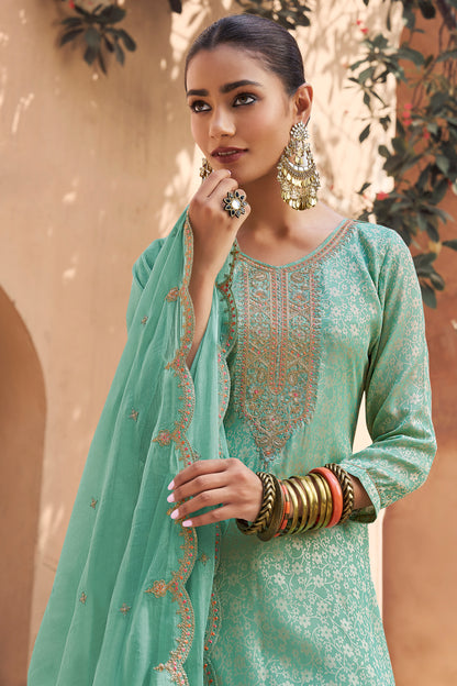 Beautiful Indian Silk Embroidered Salwar Suit, perfect for weddings and festive celebrations.