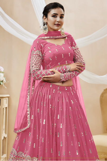 New Wedding-Reception Style Pink Color Lehenga With Dupatta