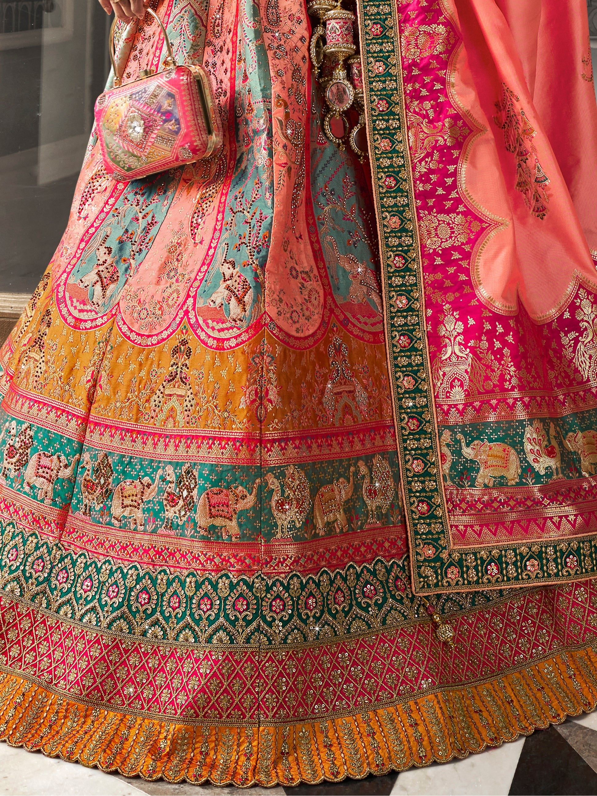 "Shop lehengas for festivals and weddings in America."

