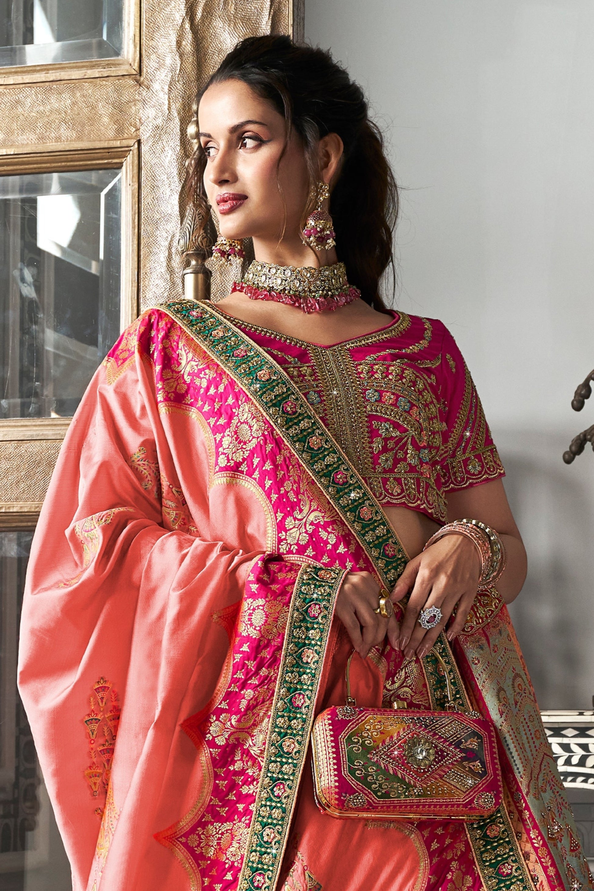 "Shop lehengas for festivals and weddings in America."
