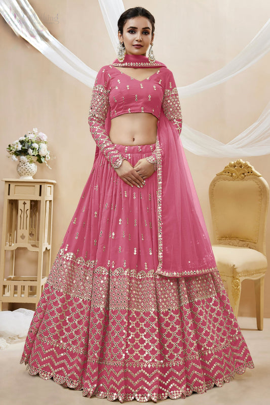 New Wedding-Reception Style Pink Color Lehenga With Dupatta